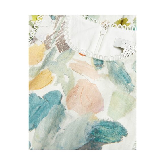 Ted Baker London Dress Sz 3 EU 40 US 6-8 Devero Floral Belted Tiered Linen Maxi - Picture 3 of 12